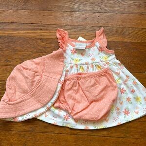 Princess Rose 3 Pc outfit With Hat Size 3-6 Months Baby Dress
